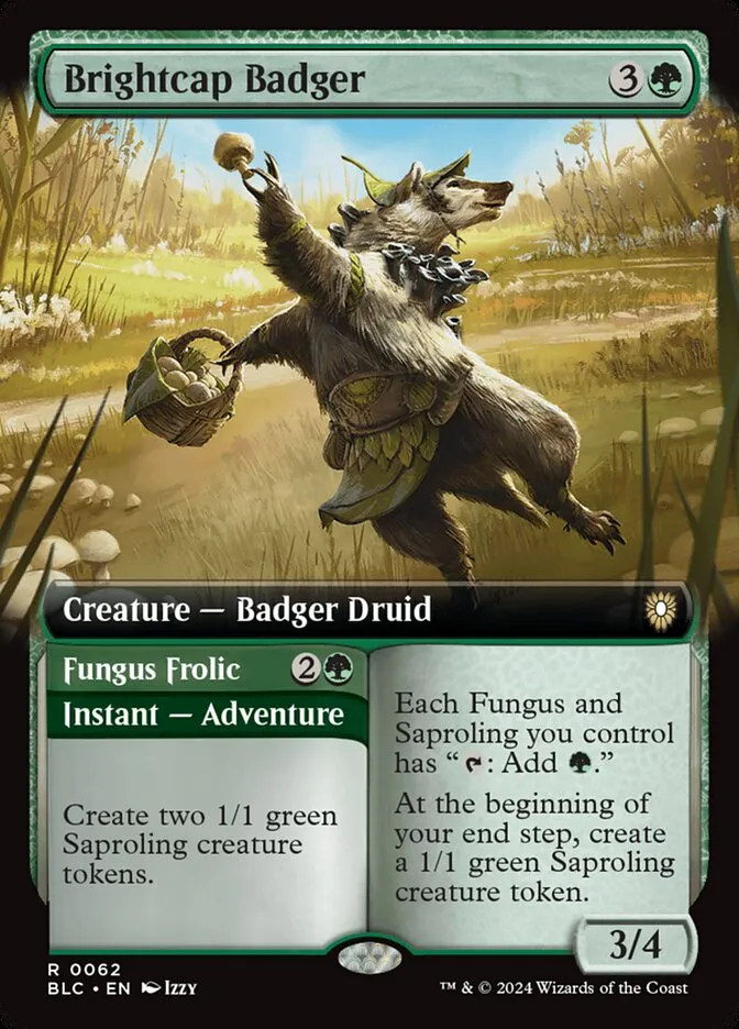 2024 Bloomburrow Commander Brightcap Badger // Fungus Frolic rare #62 rare card image