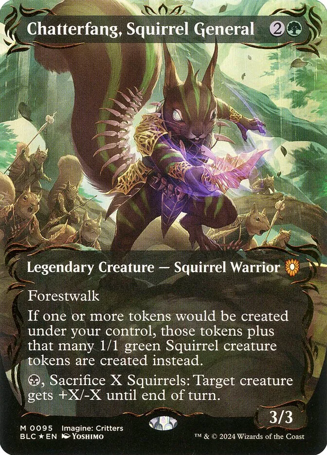 2024 Bloomburrow Commander Chatterfang, Squirrel General mythic #95 mythic card image
