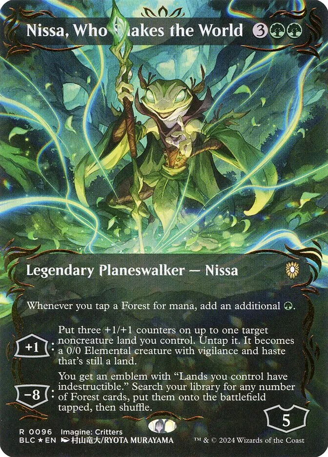 2024 Bloomburrow Commander Nissa, Who Shakes the World rare #96 rare card image