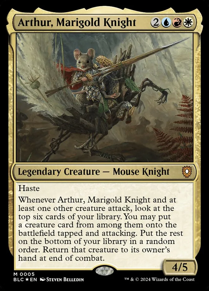 2024 Bloomburrow Commander Arthur, Marigold Knight mythic #5 mythic card image