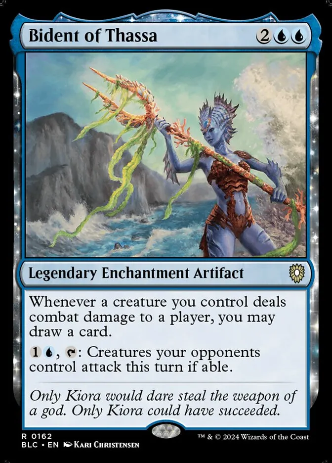 2024 Bloomburrow Commander Bident of Thassa #162 rare card image