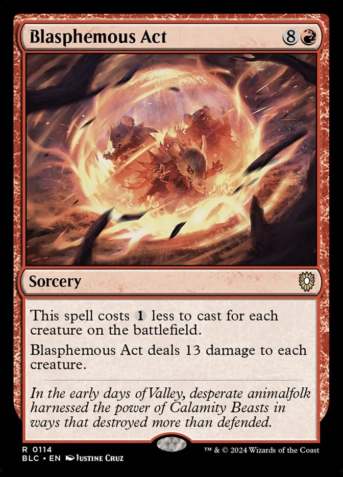 2024 Bloomburrow Commander Blasphemous Act #114 rare card image