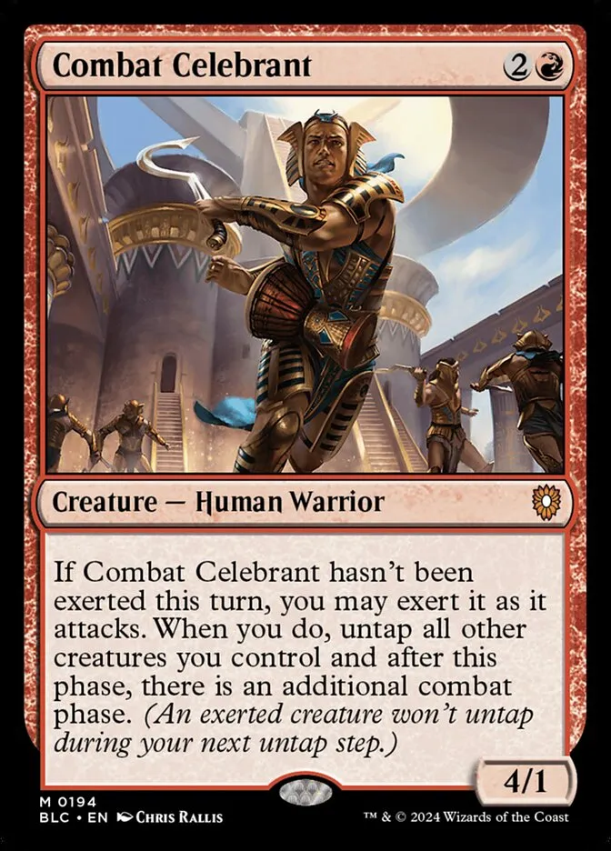 2024 Bloomburrow Commander Combat Celebrant #194 mythic card image