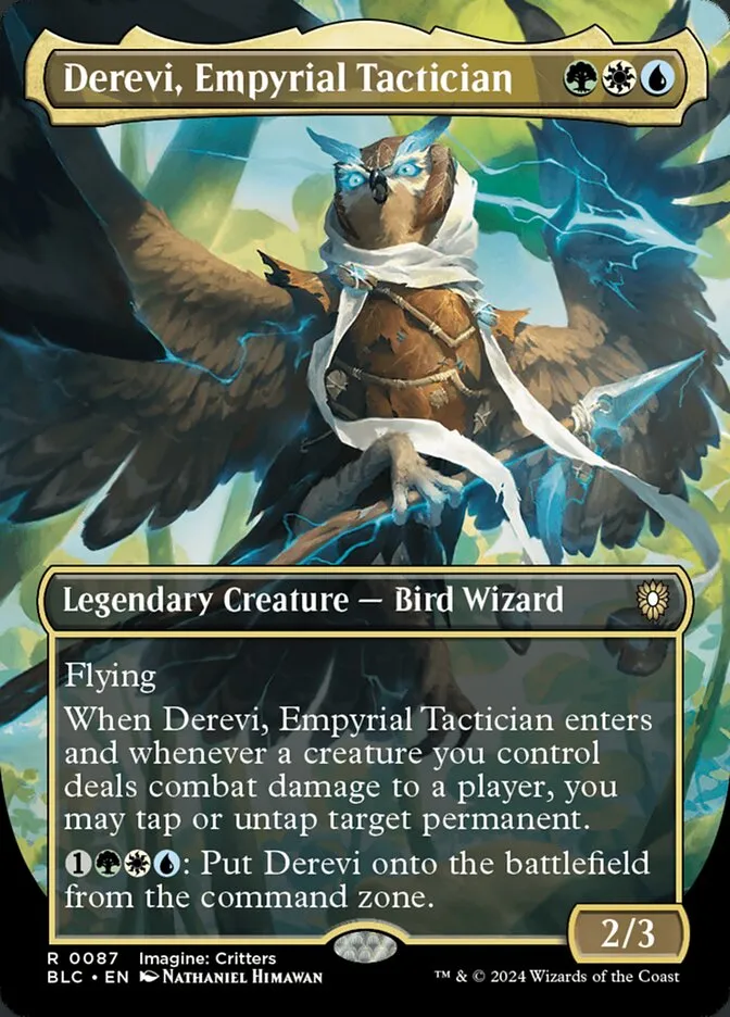 2024 Bloomburrow Commander Derevi, Empyrial Tactician [Borderless Foil] rare #87 rare card image