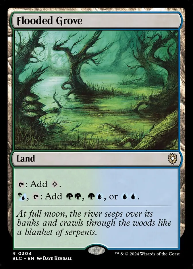 2024 Bloomburrow Commander Flooded Grove #304 rare card image