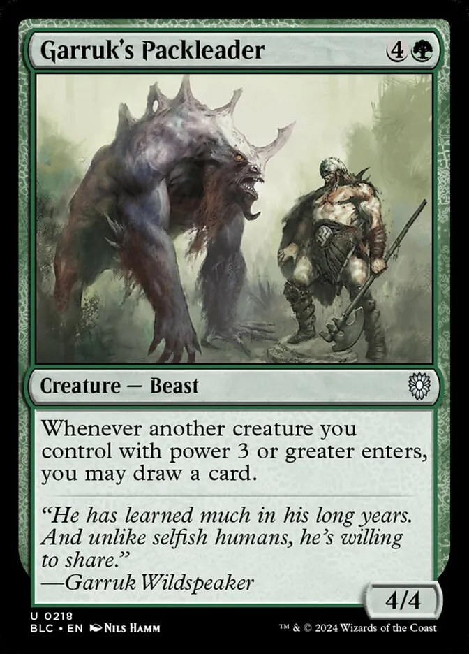 2024 Bloomburrow Commander Garruk's Packleader uncommon #218 uncommon card image