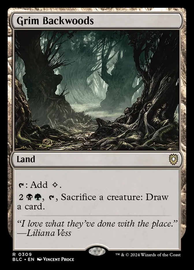 2024 Bloomburrow Commander Grim Backwoods #309 rare card image
