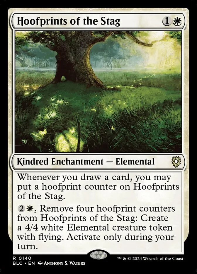 2024 Bloomburrow Commander Hoofprints of the Stag #140 rare card image