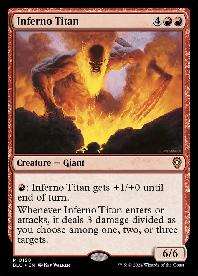 2024 Bloomburrow Commander Inferno Titan #198 mythic card image