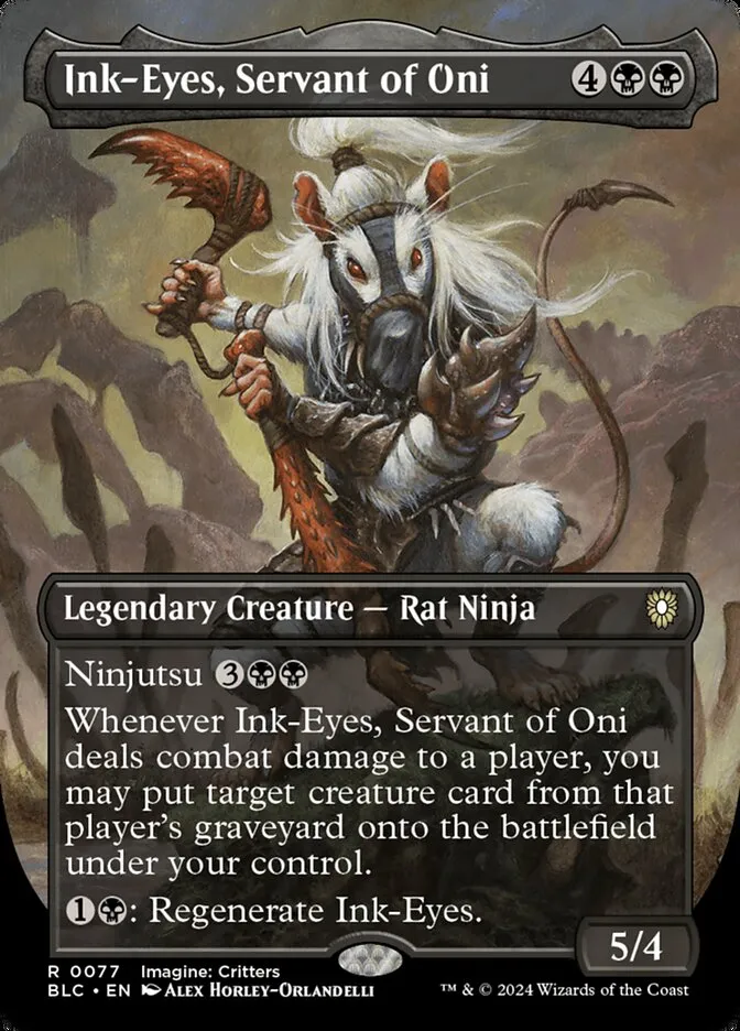 2024 Bloomburrow Commander Ink-Eyes, Servant of Oni [Borderless Foil] rare #77 rare card image