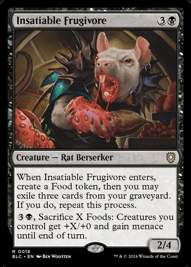2024 Bloomburrow Commander Insatiable Frugivore rare #18 rare card image
