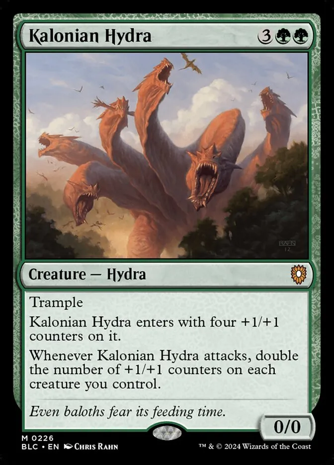 2024 Bloomburrow Commander Kalonian Hydra #226 mythic card image