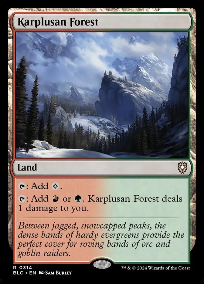 2024 Bloomburrow Commander Karplusan Forest rare #314 rare card image