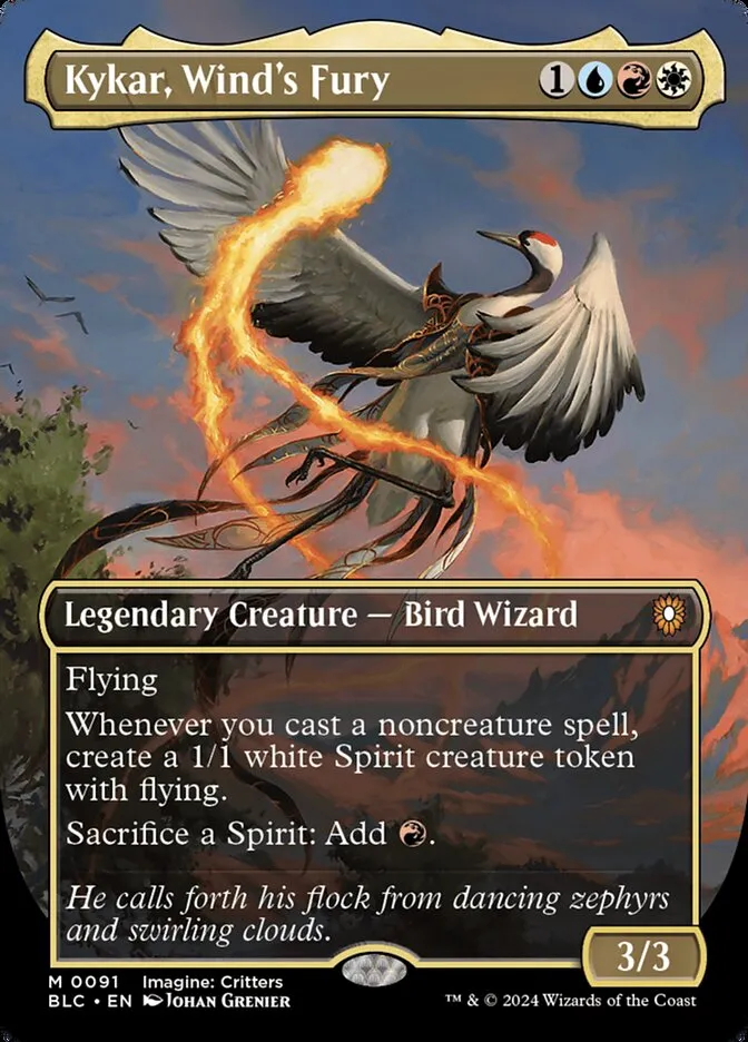 2024 Bloomburrow Commander Kykar, Wind's Fury #91 mythic card image