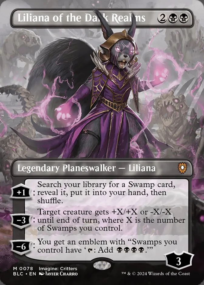 2024 Bloomburrow Commander Liliana of the Dark Realms #78 mythic card image