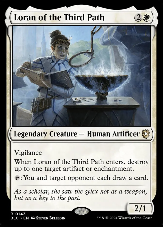 2024 Bloomburrow Commander Loran of the Third Path #143 rare card image