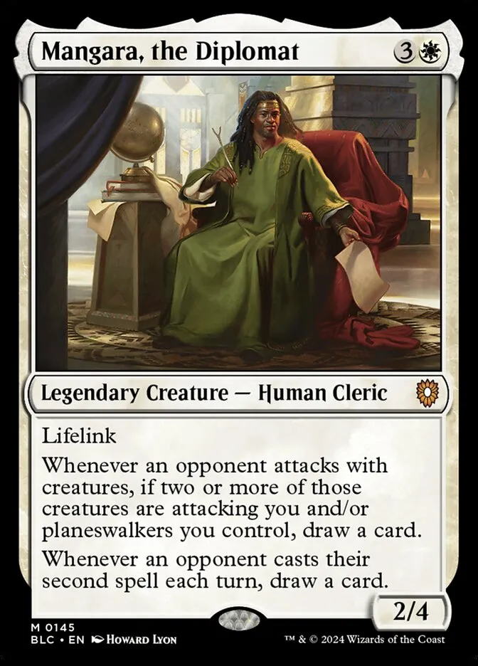 2024 Bloomburrow Commander Mangara, the Diplomat #145 mythic card image
