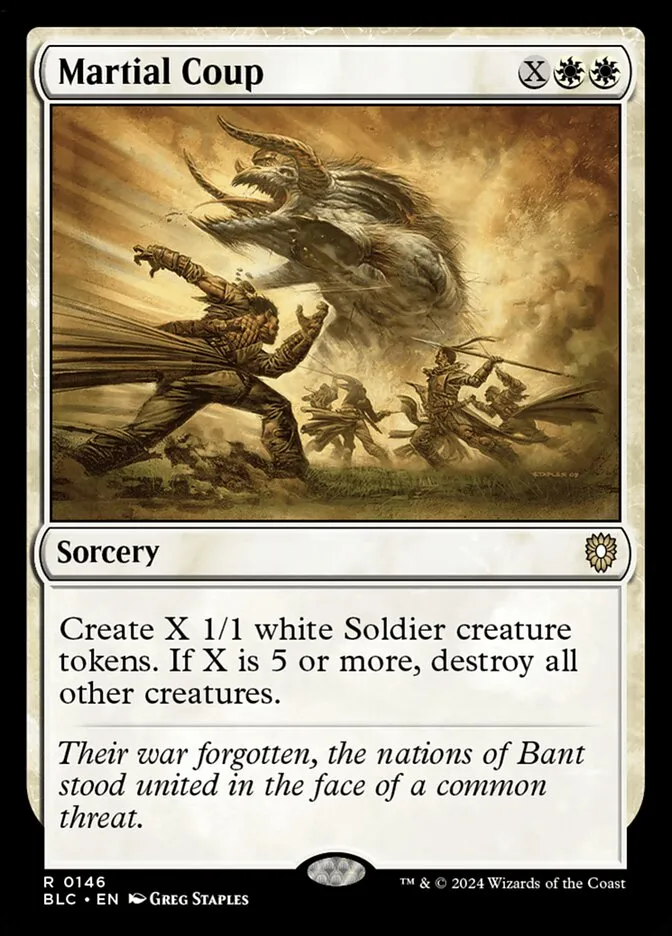 2024 Bloomburrow Commander Martial Coup #146 rare card image