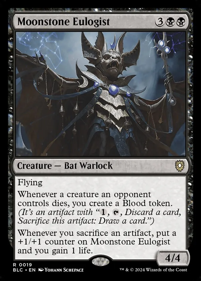 2024 Bloomburrow Commander Moonstone Eulogist rare #19 rare card image