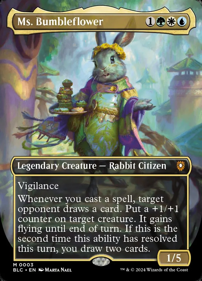 2024 Bloomburrow Commander Ms. Bumbleflower [Borderless Foil] mythic #3 mythic card image