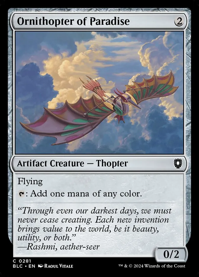 2024 Bloomburrow Commander Ornithopter of Paradise common #281 common card image