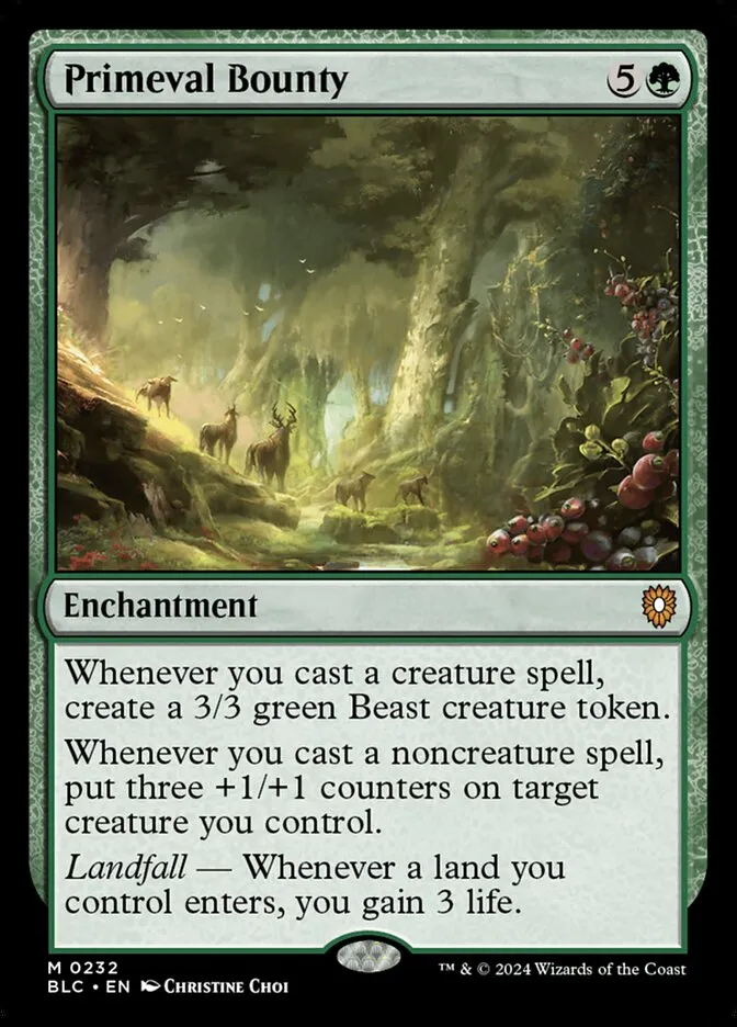 2024 Bloomburrow Commander Primeval Bounty #232 mythic card image