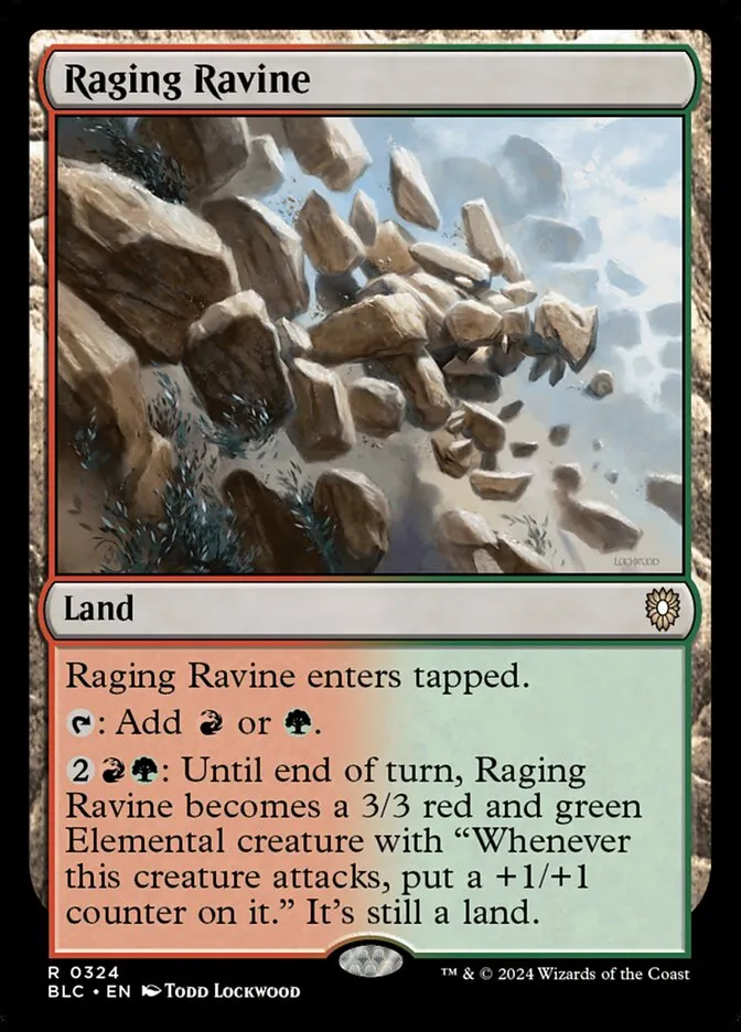 2024 Bloomburrow Commander Raging Ravine #324 rare card image