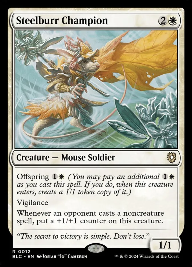 2024 Bloomburrow Commander Steelburr Champion rare #12 rare card image