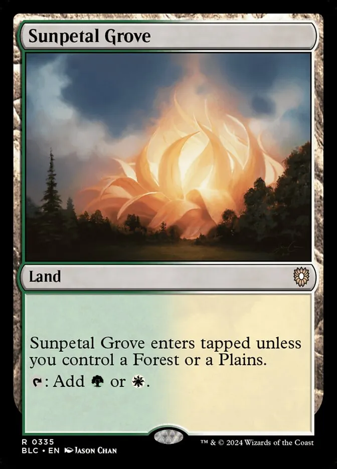 2024 Bloomburrow Commander Sunpetal Grove #335 rare card image