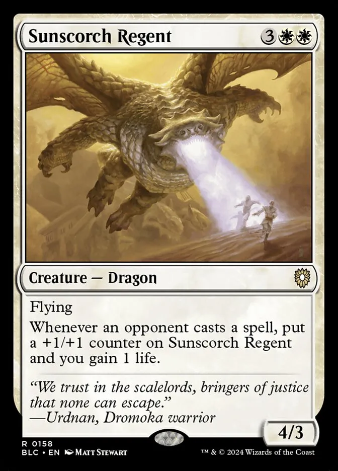 2024 Bloomburrow Commander Sunscorch Regent #158 rare card image