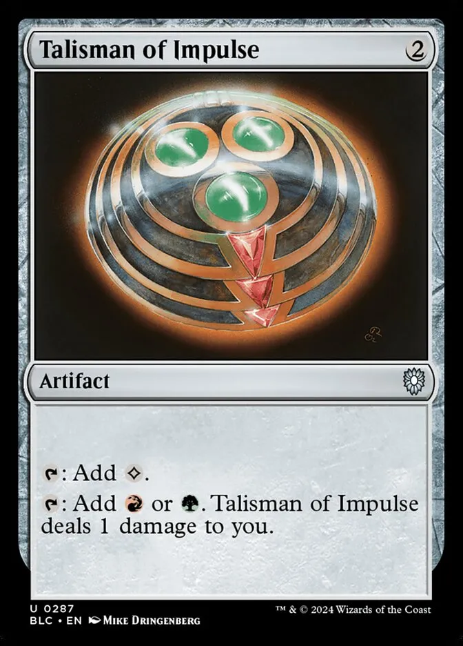 2024 Bloomburrow Commander Talisman of Impulse uncommon #287 uncommon card image