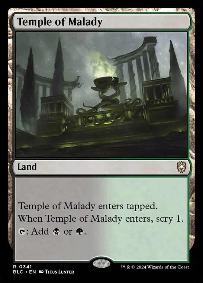 2024 Bloomburrow Commander Temple of Malady #341 rare card image