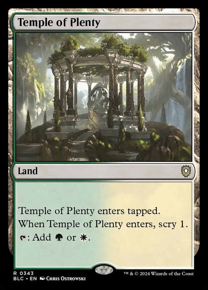 2024 Bloomburrow Commander Temple of Plenty #343 rare card image