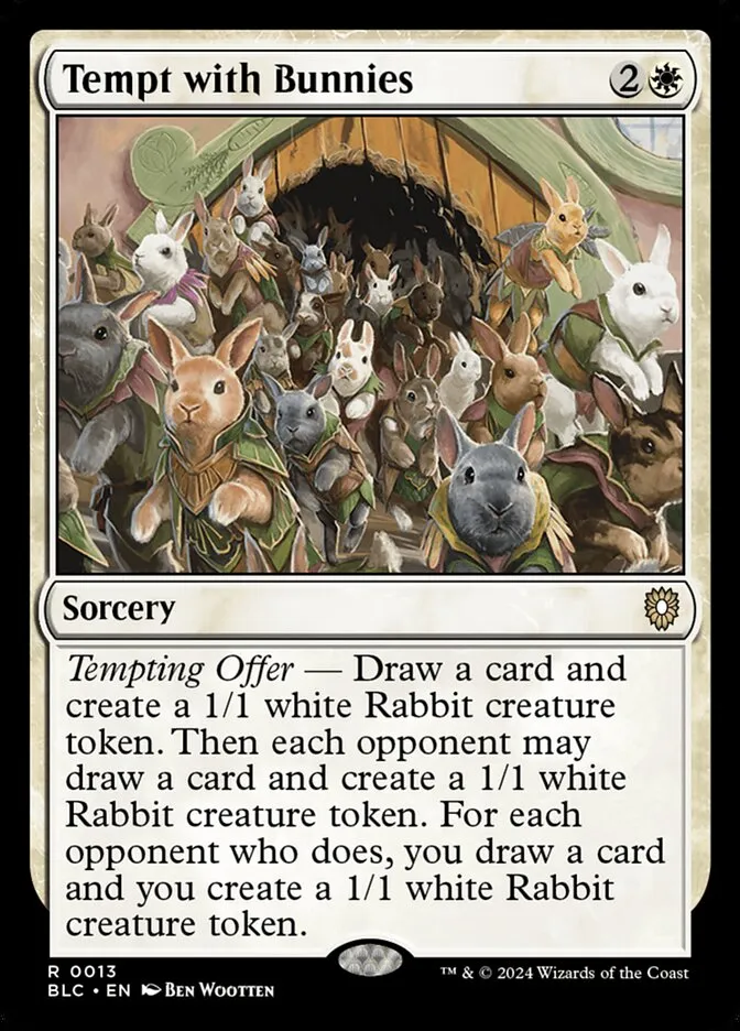 2024 Bloomburrow Commander Tempt with Bunnies rare #13 rare card image