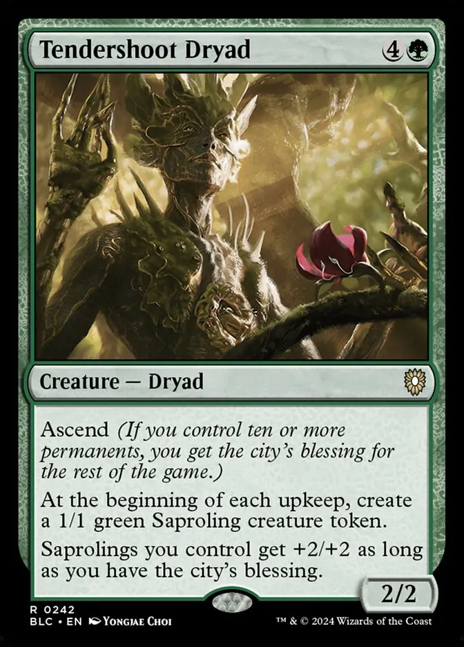 2024 Bloomburrow Commander Tendershoot Dryad #242 rare card image