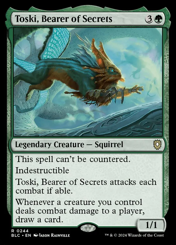 2024 Bloomburrow Commander Toski, Bearer of Secrets #244 rare card image