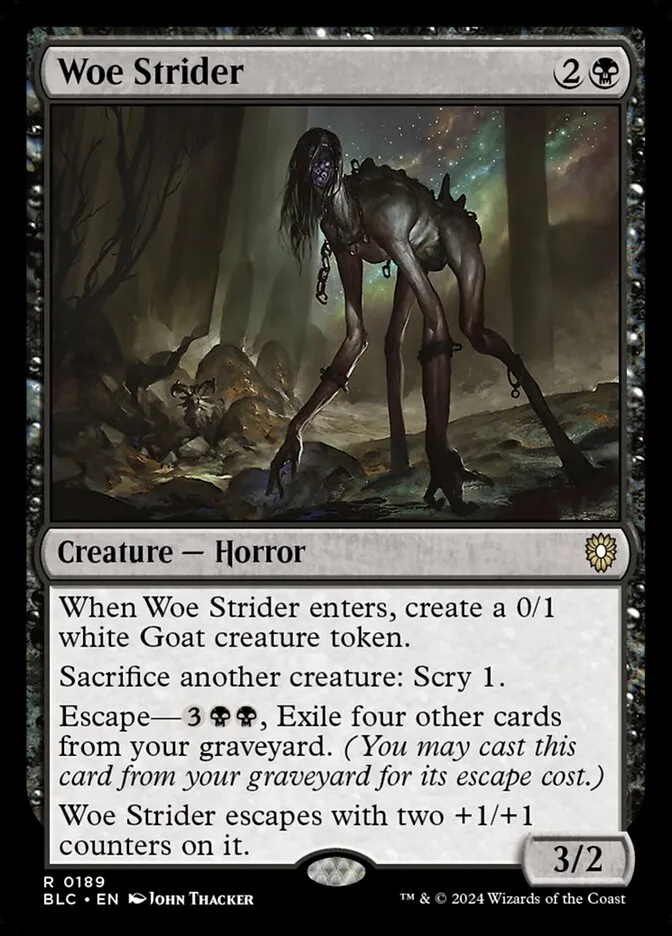 2024 Bloomburrow Commander Woe Strider #189 rare card image