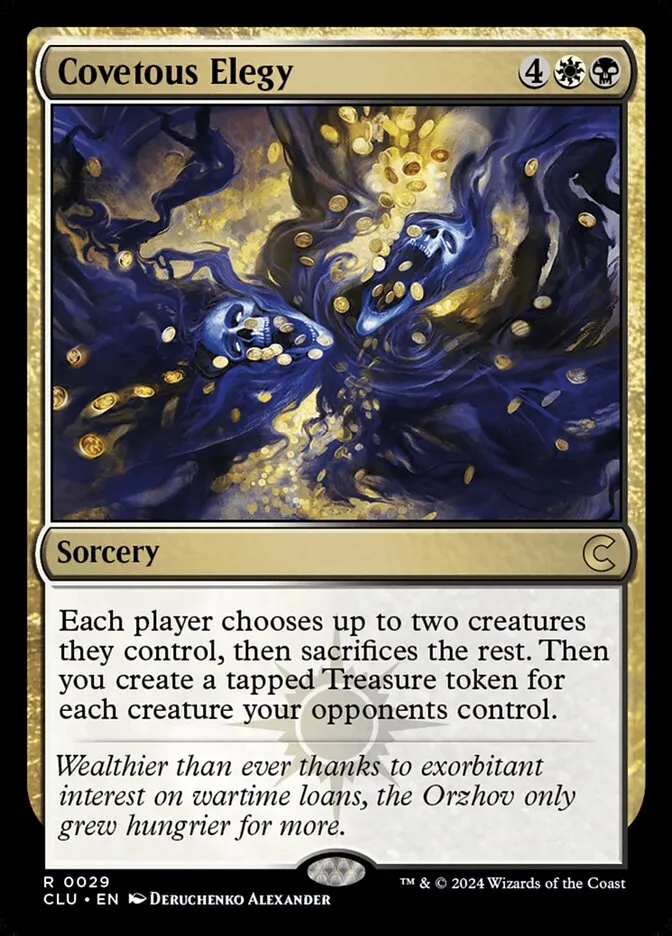 2024 Ravnica: Clue Edition Covetous Elegy rare #29 rare card image