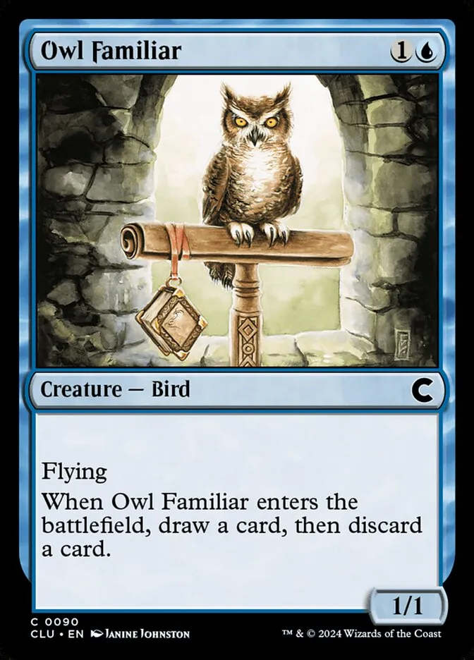2024 Ravnica: Clue Edition Owl Familiar common #90 common card image