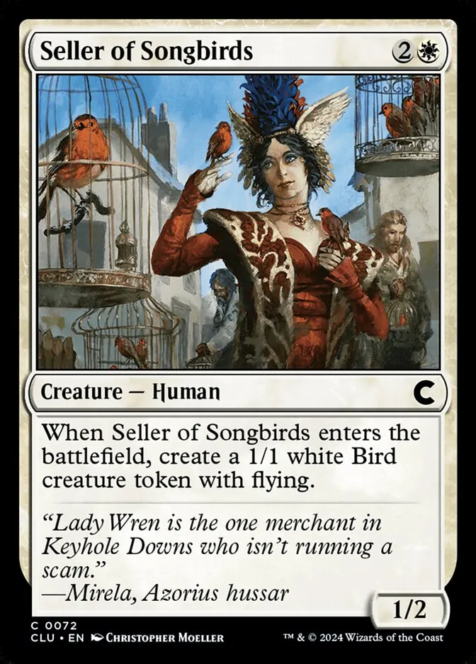 2024 Ravnica: Clue Edition Seller of Songbirds common #72 common card image