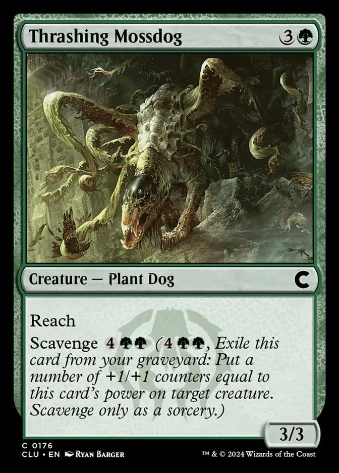 2024 Ravnica: Clue Edition Thrashing Mossdog #176 common card image
