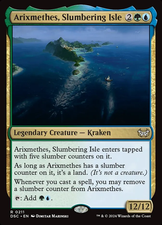 2024 Duskmourn: House of Horror Commander Arixmethes, Slumbering Isle #211 rare card image