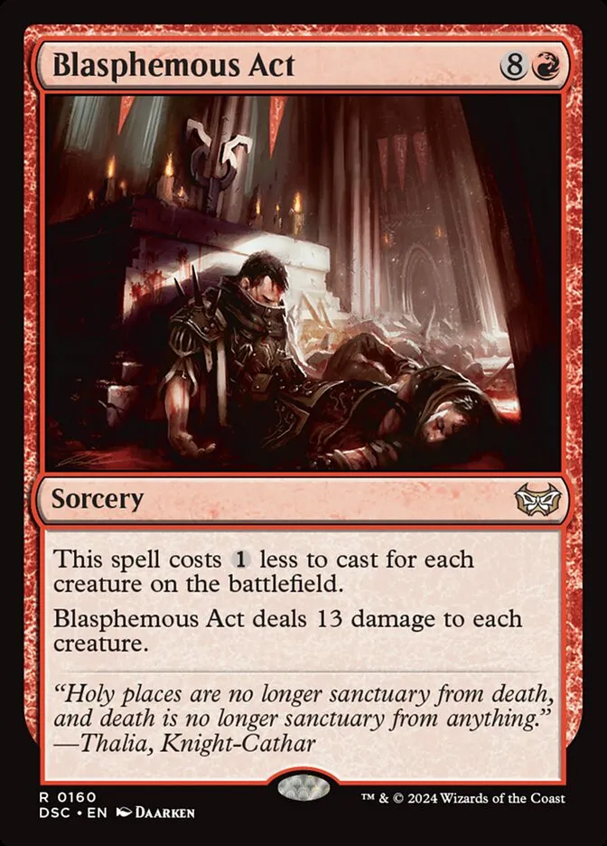 2024 Duskmourn: House of Horror Commander Blasphemous Act #160 rare card image