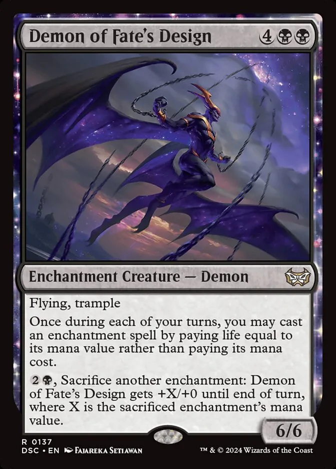 2024 Duskmourn: House of Horror Commander Demon of Fate's Design #137 rare card image