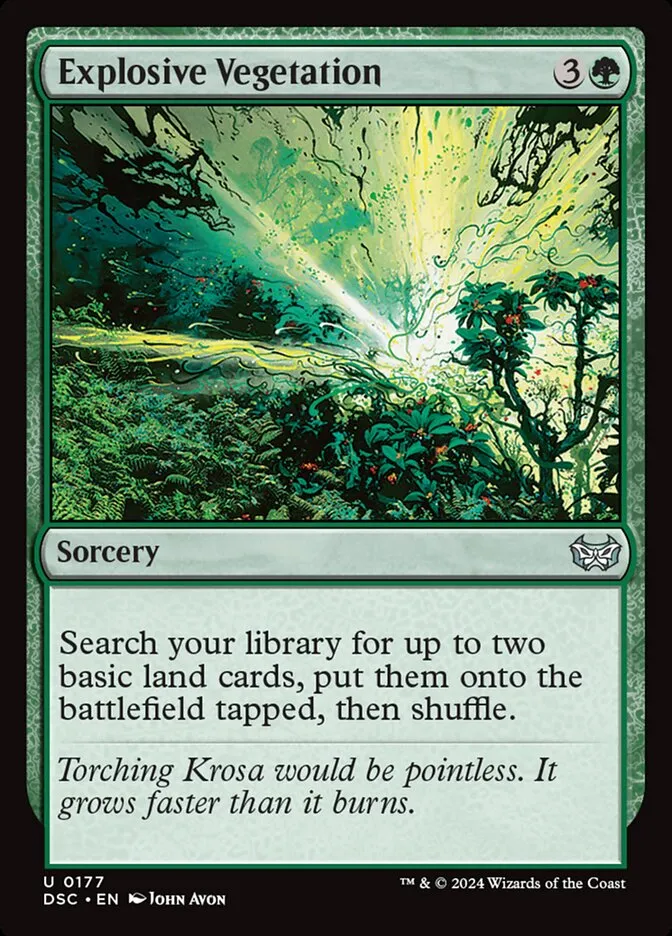 2024 Duskmourn: House of Horror Commander Explosive Vegetation #177 uncommon card image