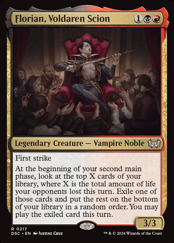 2024 Duskmourn: House of Horror Commander Florian, Voldaren Scion #217 rare card image