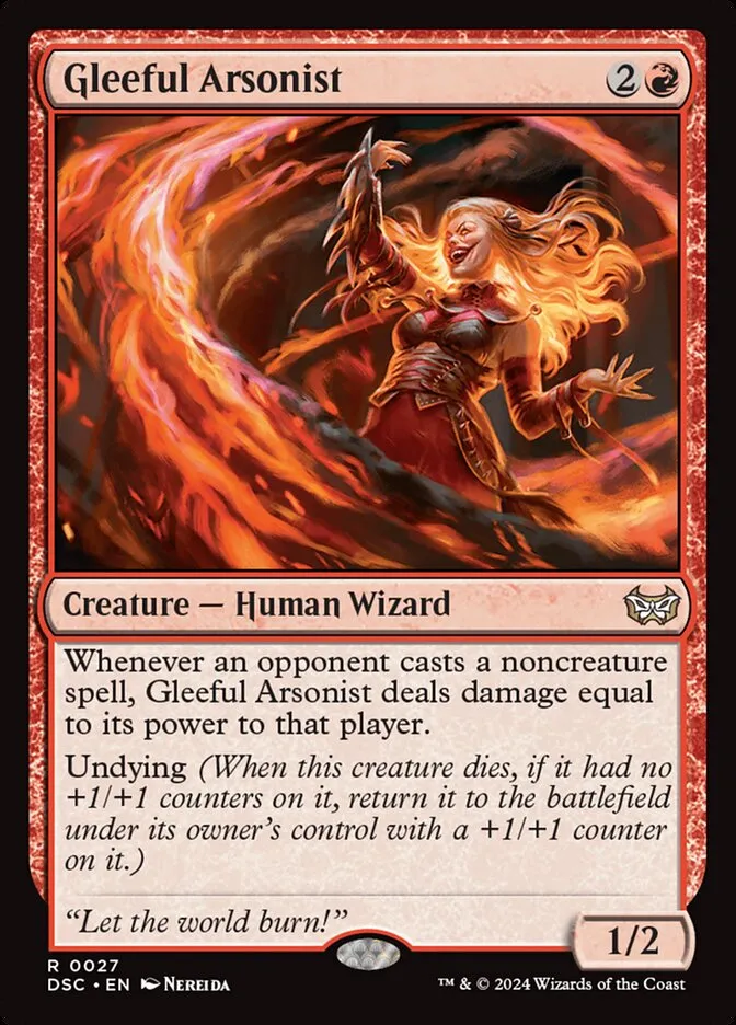 2024 Duskmourn: House of Horror Commander Gleeful Arsonist rare #27 rare card image