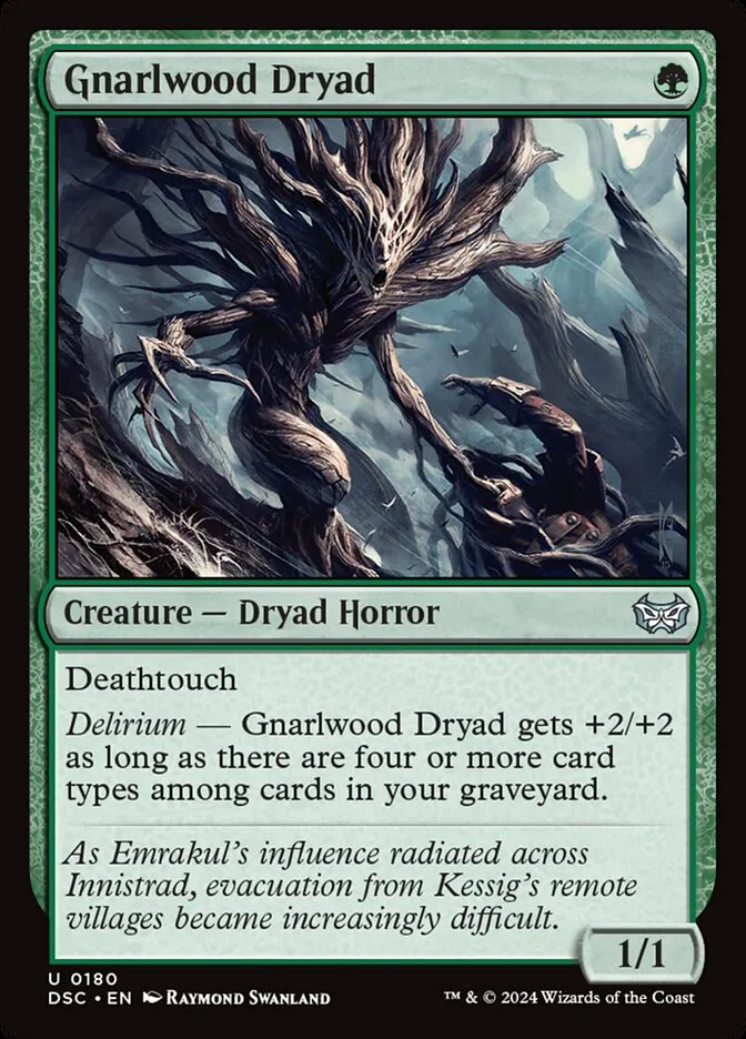 2024 Duskmourn: House of Horror Commander Gnarlwood Dryad #180 uncommon card image