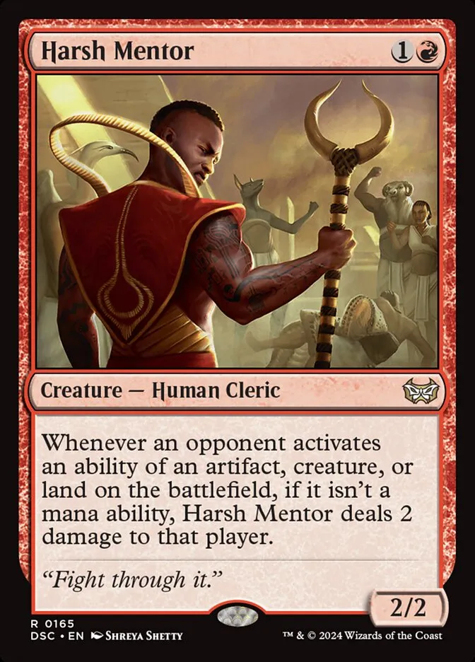 2024 Duskmourn: House of Horror Commander Harsh Mentor #165 rare card image