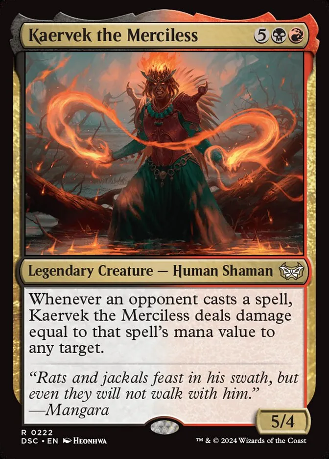 2024 Duskmourn: House of Horror Commander Kaervek the Merciless #222 rare card image